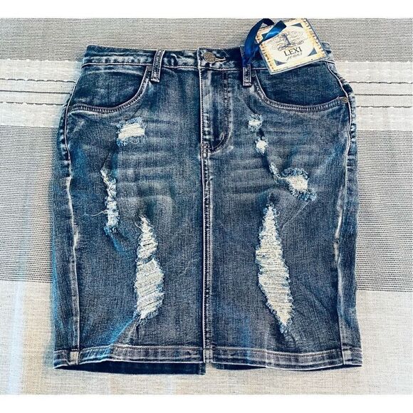 Lexi Womens Super Comfy Stretch Denim Skirt - Picture 2 of 6